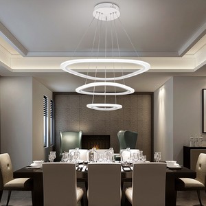 Màu Xanh Thời Gian Mới Mặt Dây Chuyền Hiện Đại Đèn Cho Phòng Khách Phòng Ăn Vòng Tròn Nhẫn Acrylic <span class=keywords><strong>LED</strong></span> Đèn Trần Chiếu Sáng - Product Image 2