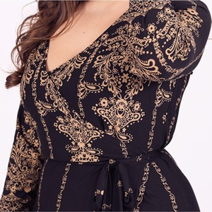 Đầm Dài Tay XL-6XL In Họa Tiết Cổ Điển Cho Nữ, Đầm Maxi Dự Tiệc Thoải Mái Thanh Lịch Cổ Chữ V Cỡ Lớn Phong Cách Dân Tộc - Product Image 6