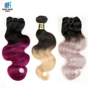 Factory Direct Price Natural Body Ombre Hair Weave, 1b/purple Ombre Color Hair, Ombre Virgin Hair