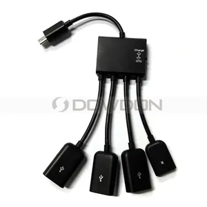 4合1 Micro USB Hub OTG电源充电电缆适配器适用于Android手机平板电脑