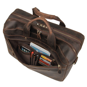 Porte-documents vintage en <span class=keywords><strong>cuir</strong></span> de vache Crazy Horse pour hommes, sacoche pour <span class=keywords><strong>ordinateur</strong></span> portable de <span class=keywords><strong>17</strong></span> <span class=keywords><strong>pouces</strong></span>, <span class=keywords><strong>sac</strong></span> de voyage d'affaires pour hommes - Product Image 3