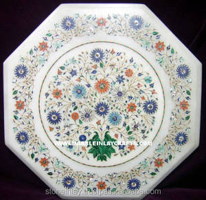 Antique Main Designer Blanc Marqueterie De Marbre Table Top - Product Image 1