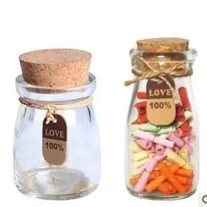 100ml Round Pudding Glass Jar Candy Beverage Glass Bottle Pudding Jar With Cork