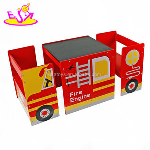 Table et chaise en bois multifonctionnelles au design de voiture mignon pour enfants, ensemble d'étude amusant pour l'écriture W08G143 - Product Image 4