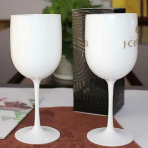 Toptan popüler kırılmaz şarap kadehi 480ml beyaz özelleştirilmiş plastik şarap bardağı