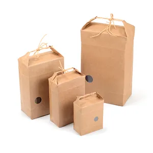 Sacos de papel reutilizáveis impressos personalizados, sacos de embalagem de chá do arroz com corda e janela