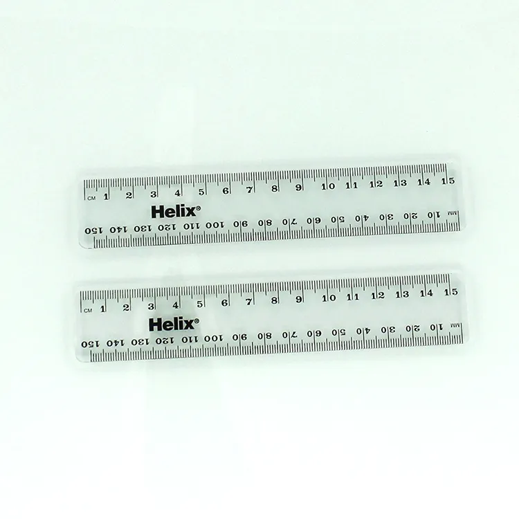 Regla de escala métrica de plástico transparente, logo personalizado, 15cm