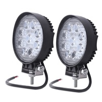 Barre de feux de travail LED ronde 27W pour voiture, SUV, VTT, bateau, 12V, feux de conduite, faisceau large et spot, éclairage diurne LED automatique