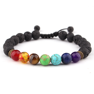 Chaude À La Mode pierre de lave Charme Mat jewlery Noir Onyx <span class=keywords><strong>chakra</strong></span> Perle Bracelet pour Hommes - Product Image 2