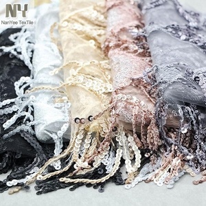 Nanyee Dệt Đa Màu Sắc Nướng-soluable Tua Sequin Bridal Thêu Vải Cho Áo Cưới - Product Image 1