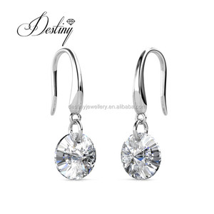 Boucles <span class=keywords><strong>d</strong></span>'oreilles pendantes rondes colorées Daisini ornées de cristaux <span class=keywords><strong>Swarovski</strong></span> en argent sterling 925 accessoire de bijoux pour femme - Product Image 3