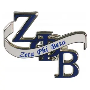 Manufacturer direct sell 1920 zeta phi beta greek letter sorority bule and white enamel zbp letter brooch jewelry