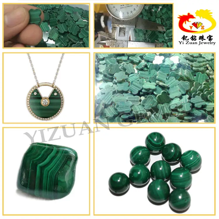 Alibaba Venta caliente natural de piedras preciosas de malaquita piedras verdes