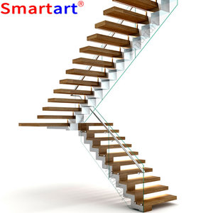 Smartart scala a forma di U con gradini in legno/scala newell/acciaio in legno
