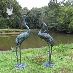 Estatua de <span class=keywords><strong>metal</strong></span> al aire libre para decoración de jardín, estatua de bronce fundido de herón, grúa, escultura de pájaro - Product Image 2