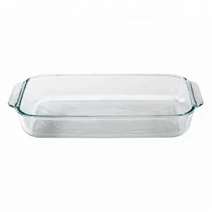 Teglia da forno ovale in vetro borosilicato alto 1.6L con coperchio Set da forno in vetro borosilicato alto