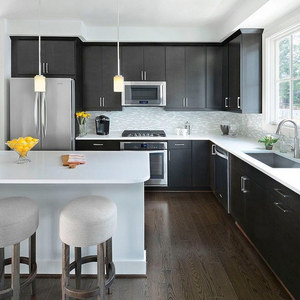 Muebles de <span class=keywords><strong>Cocina</strong></span> Modernos de Alto Brillo en Blanco, Económicos, con Madera en Venta, Armario de Esquina, Gabinetes de <span class=keywords><strong>Cocina</strong></span> Laminados Color Crema - Product Image 3