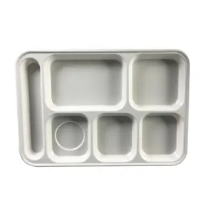 Élégant <span class=keywords><strong>grand</strong></span> <span class=keywords><strong>plateau</strong></span> de service en <span class=keywords><strong>mélamine</strong></span> blanche divisée à 6 compartiments pour restaurant à domicile et hôpital Option économique - Product Image 1