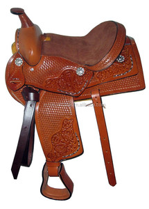 Genuine Luxury Leather Western Saddle with Silver Fittings Soft <b>Cushioned</b> <b>Padded</b> Seat for Comfortable Riding - Product Image 2