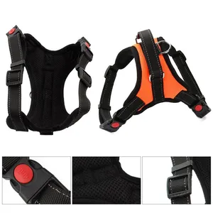 Dog vest harness reflective walking led chest harness strap plastic adjustable buckles pet harness with handle