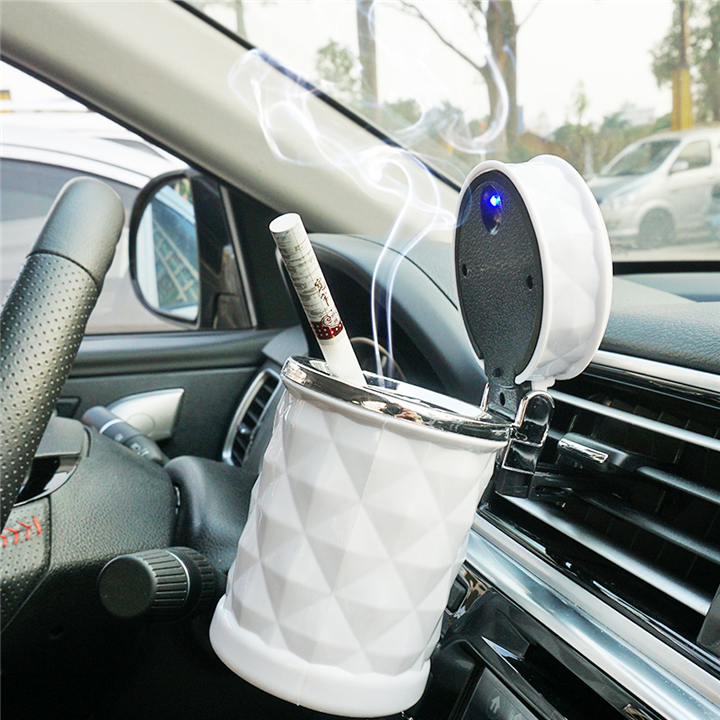 Портативный автомобильный бездымный поднос для табака, крутой Алмазный поднос для лица, подстаканник с вентиляционным отверстием для сигарет, светодиодная автомобильная пепельница