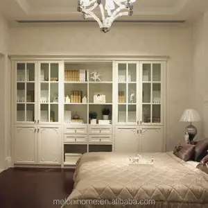 Estantería blanca con puertas de cristal de aluminio, para dormitorio