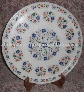 Marble Carved Inlay Marble Plate - Product Image 1