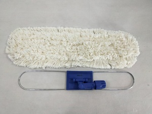 Tête de balai à poussière en coton W6535, extrémité coupée, plate, avec clip et cadre en métal pour le nettoyage ménager - Product Image 4