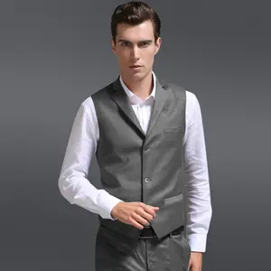 Uomini nuovo stile 80% lana tacca bavero grigio tre pulsanti gilet