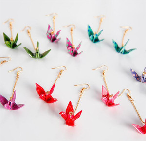 Mode frauen Neue Schmuck <span class=keywords><strong>Origami</strong></span> Serie Papier Kran Baumeln Ohrringe - Product Image 3