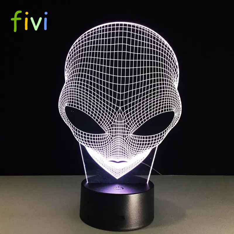 Alien Kopf 3D Hologramm Illusion Einzigartige Lampe Acryl Nacht Licht Mit Touch Schalter Luminaria Lava Lampe 7 Farben Ändern Deco geschenk