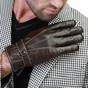 Gants d'hiver en cuir éthiopien pour hommes, écran tactile, vente en gros,