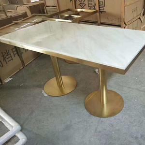 Rectangle Marble Top Brass Gold Stainless Steel Base <strong>Bistro</strong> <strong>Table</strong> - Product Image 3