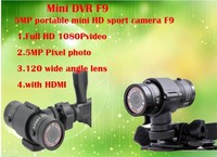 Haute qualité En Plein Air Équitation Vélo Casque Sport Caméra DV-F9 Full HD 1080P120 degrés grand angle lentille caméra d'action Sport Étanche Cam
