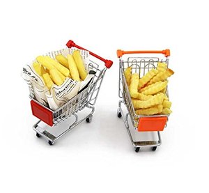 Version améliorée, chariot de courses miniature au <span class=keywords><strong>design</strong></span> personnalisé, support en <span class=keywords><strong>métal</strong></span> chromé, panier <span class=keywords><strong>à</strong></span> fruits cadeau - Product Image 1