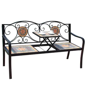 Tuin Bank Patio Mozaïek Bench Met Adjustalbe Tafel