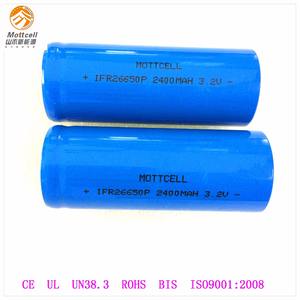 ارتفاع معدل ifr 26650 وعاء <span class=keywords><strong>3</strong></span>.<span class=keywords><strong>2</strong></span> فولت 2400 مللي أمبير lifepo4 ليثيوم أيون قابلة بطارية لأدوات السلطة - Product Image 1