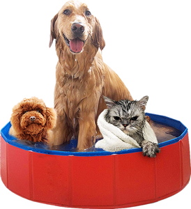 120x30cm Fashional PVC and Cloth Durable Foldable <strong>Dog</strong> Washing <strong>Swimming</strong> <strong>Pool</strong> <strong>for</strong> <strong>Dog</strong> &amp; Cat in Blue/Red - Product Image 1