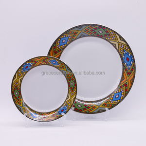 7.5 بوصة 10.5 بوصة الاثيوبية التقليدية الفن اللوحة ملكة سبأ السيراميك طبق عشاء - Product Image 3