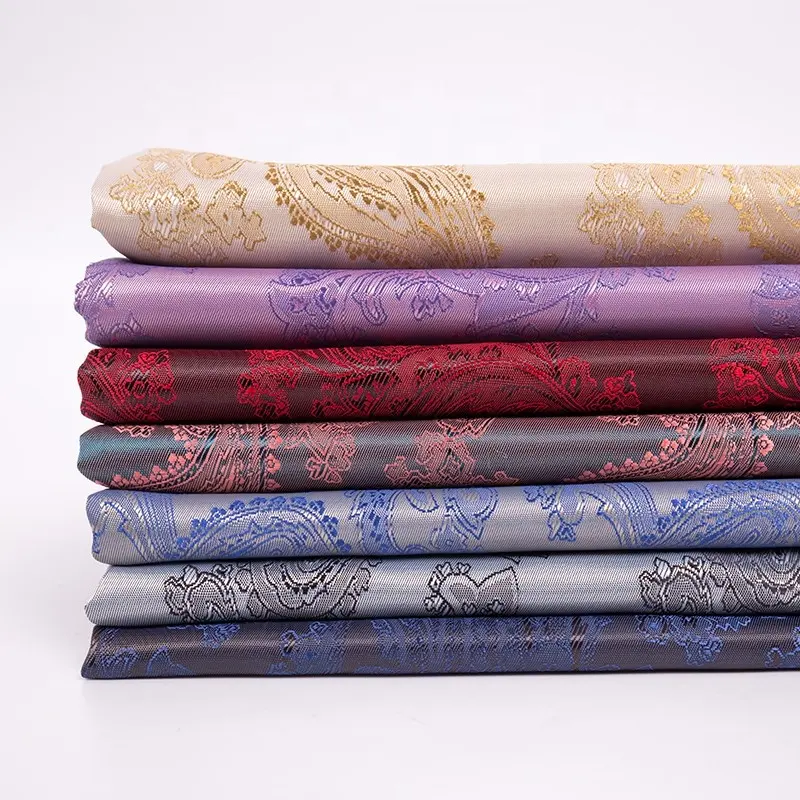 chinese supplier wholesale high quality paisley design polyester viscose jacquard lining fabric