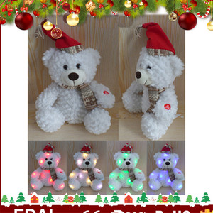 Alta calidad de color personalizado luz peluche oso travieso juguete de felpa con la bufanda roja - Product Image 3