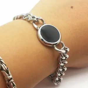 Salman-pulsera de acero inoxidable con diseño geométrico para mujer, brazalete de acero inoxidable, diseño geométrico, respetuoso con el medio ambiente, hecho a mano, talla única