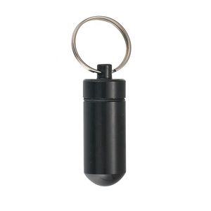 Boîte à pilules capsule 48x17mm <span class=keywords><strong>avec</strong></span> porte-clés pour <span class=keywords><strong>pharmacie</strong></span>, en métal, étanche - Product Image 1