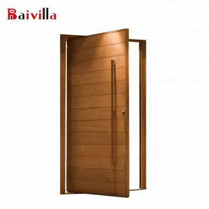 Solid wood main front door pivot open door design