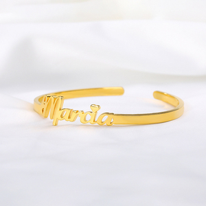 Miglior regalo personalizzato scrivi nome braccialetto alfabeto gioielli femme braccialetti dell'amicizia <span class=keywords><strong>con</strong></span> polsino in acciaio inossidabile personalizzato - Product Image 2