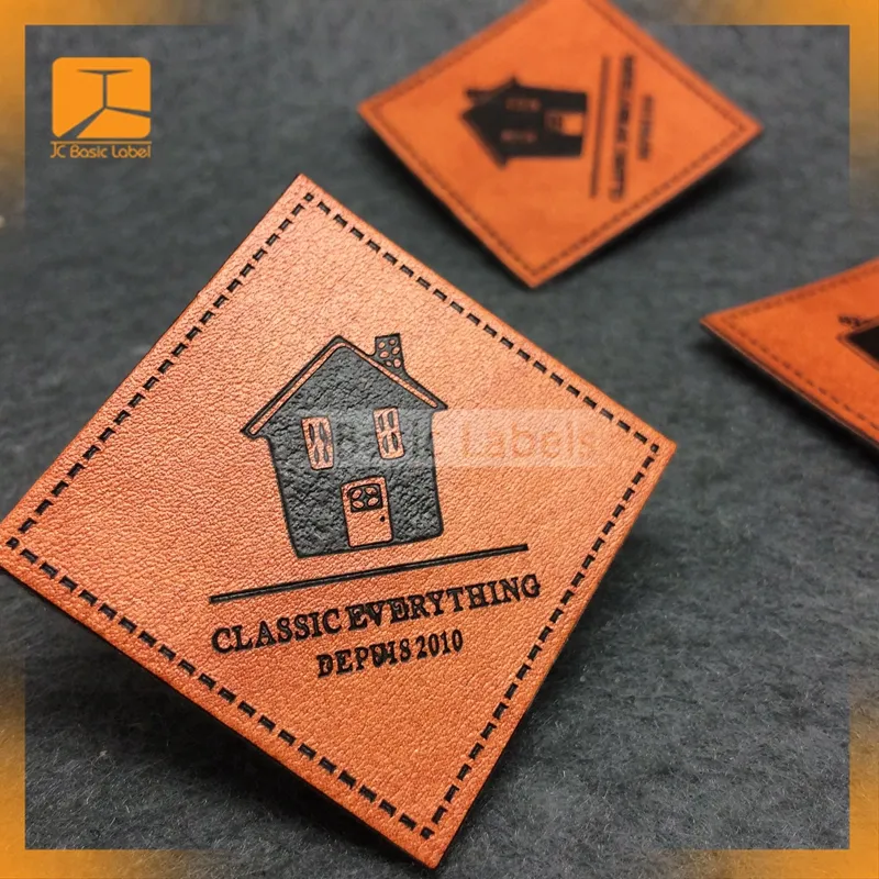 factory direct 3D custom embossed leather patch heat transfer patch 3d leather patch