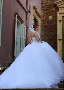 NE312 Luxury High-end <strong>Sleeved</strong> <strong>Wedding</strong> <strong>Dresses</strong> <strong>With</strong> <strong>Lace</strong> Beads Ball Gowns Custom Size Bridal Gown Vestidos - Product Image 4