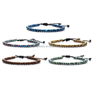 Commercio all'ingrosso nuovo stile colorato di pietra ematite macrame del branello del braccialetto per l'uomo - Product Image 1