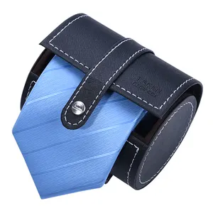 Tie Holder Stores Cylinder Shape Box cravate coffret Tie Storage Case for Mens Necktie tie case