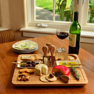 Gros Plateau De fromage En Bambou avec <span class=keywords><strong>Couteau</strong></span> Bloc organique bambou <span class=keywords><strong>planche</strong></span> <span class=keywords><strong>à</strong></span> découper <span class=keywords><strong>Pain</strong></span> et Fromage Ensemble - Product Image 3